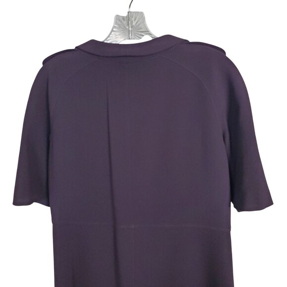 Burberry Size UK 42 US 12 Dress Crepe Wool Sheath Rolled Collar Italy Purple - Picture 9 of 16